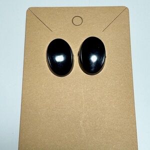 Vintage Black Acrylic‎ Oval Earrings